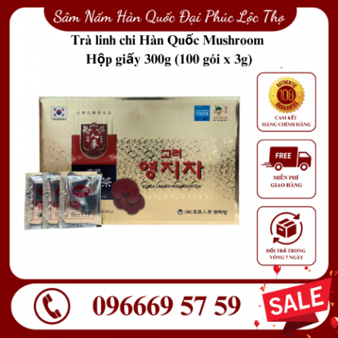 Trà Linh Chi Hàn Quốc Mushroom hộp giấy 300g (100 gói x 3g)
