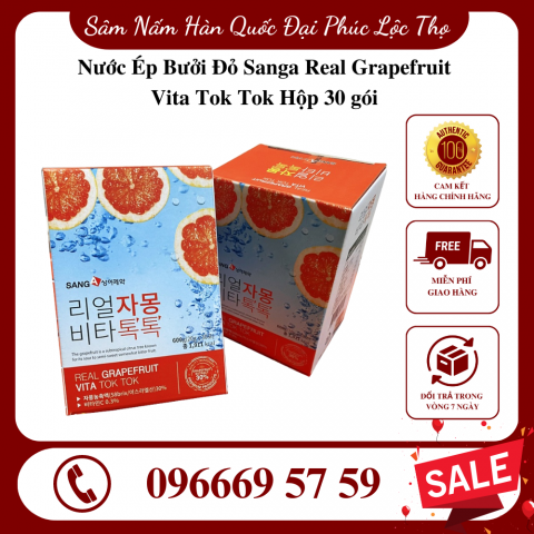 Trà Bưởi Giảm Cân Hàn Quốc SangA - Real Grapefruit Vita Tok Tok Hộp 30 gói - Giảm Cân Đẹp Da
