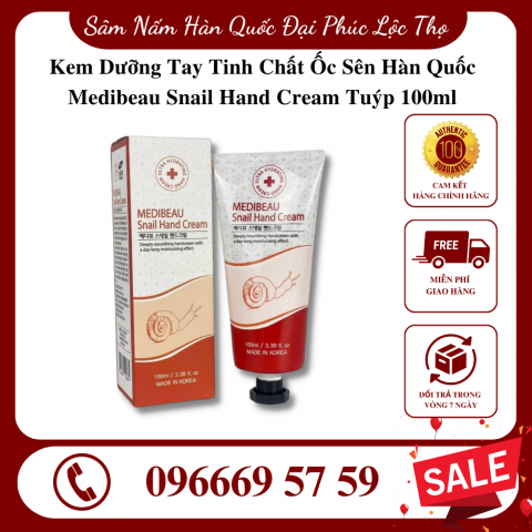 Kem Dưỡng Tay Tinh Chất Ốc Sên Hàn Quốc Medibeau Snail Hand Cream Tuýp 100ml
