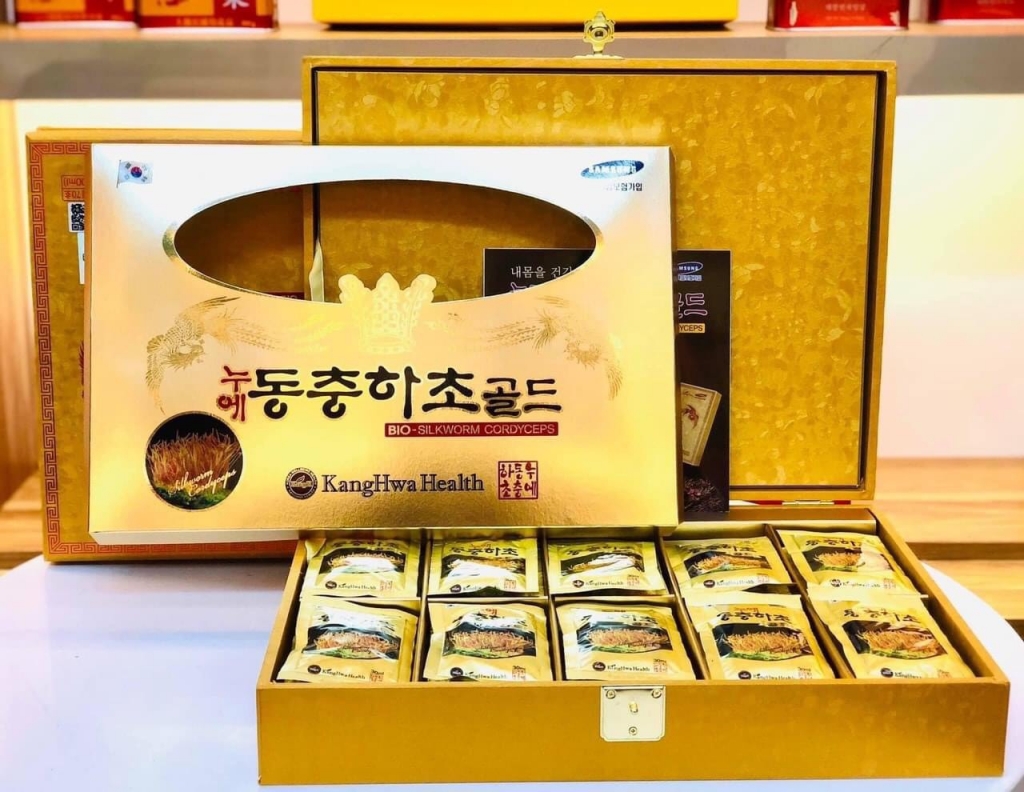 Tinh Chất Đông Trùng Hạ Thảo Kanghwa Hàn Quốc Hộp Gỗ Vàng 60 Gói x 30ml -  Đại Phúc Lộc Thọ